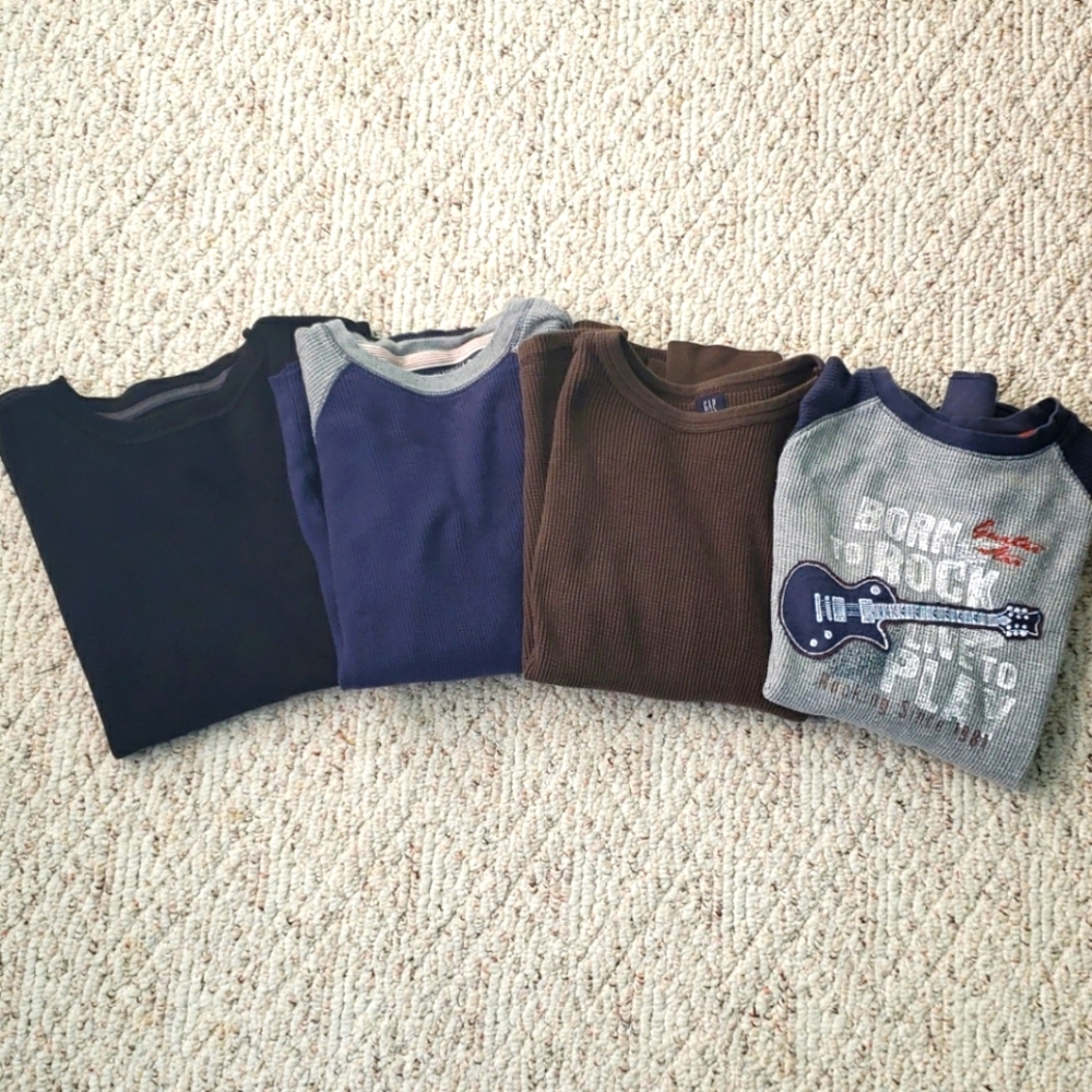 4 Boys' 10-12 Long Sleeve Textured Shirts